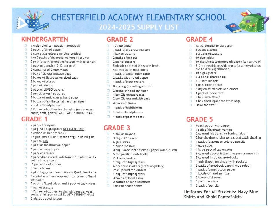  Supply List